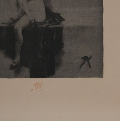 Armand RASSENFOSSE : La folie gardant la chimère, Gravure originale signée