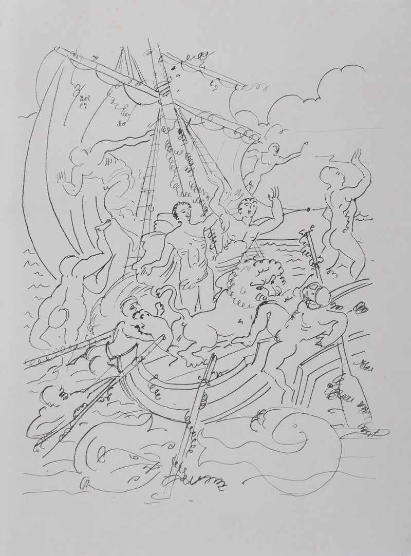 André DERAIN : Bateau dionysiaque, Lithographie