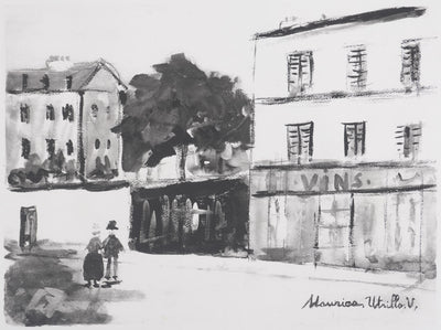 Maurice UTRILLO : Le cabaret des muses (noir), Lithographie originale signée