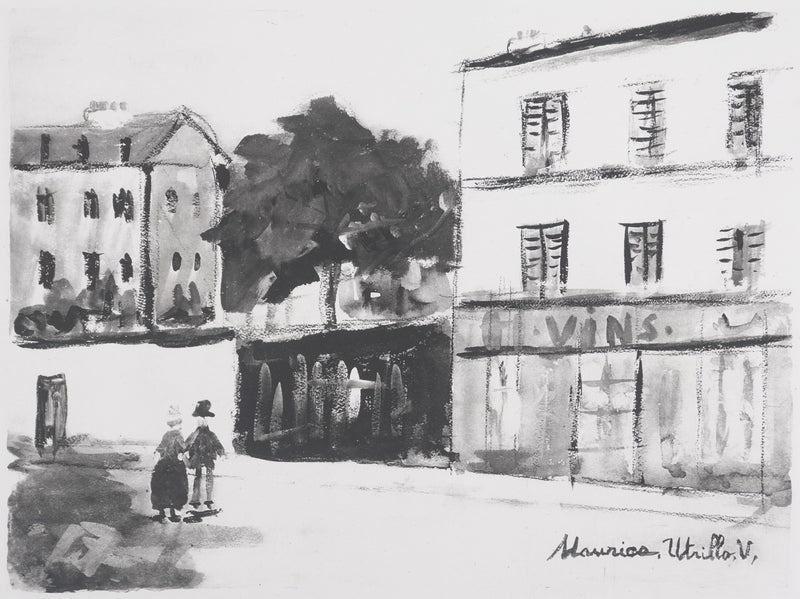 Maurice UTRILLO : Le cabaret des muses (noir), Lithographie originale signée
