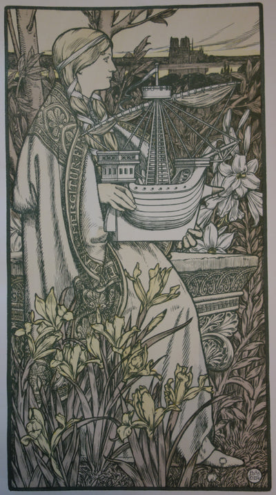 Adolphe GIRALDON : Allégorie de Paris, Lutèce, Lithographie originale signée