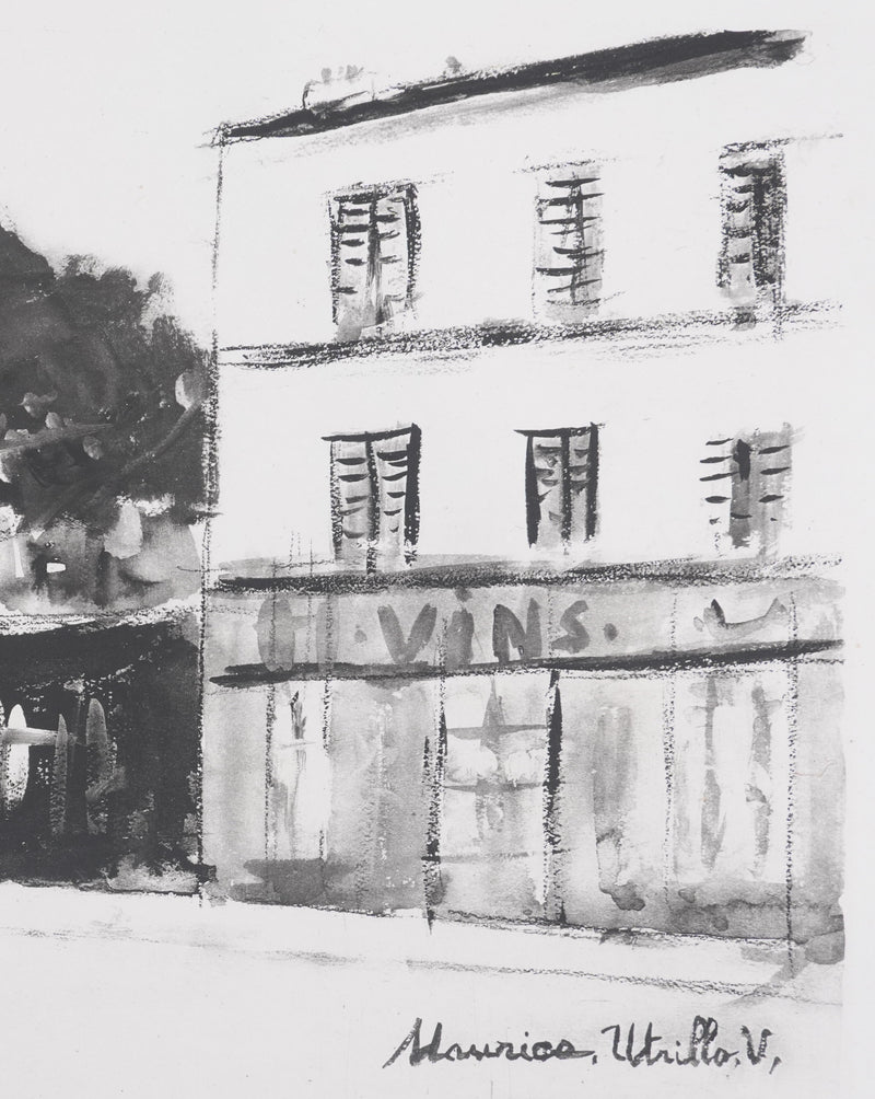Maurice UTRILLO : Le cabaret des muses (noir), Lithographie originale signée