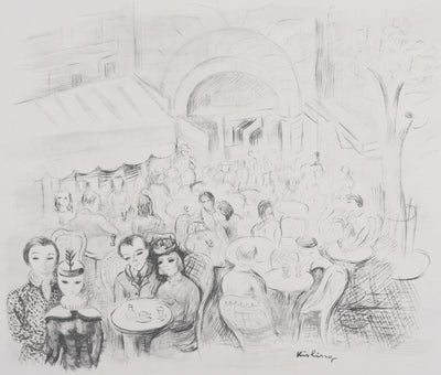 Moïse KISLING : Paris, Café des Sirènes (noir), Lithographie originale signée