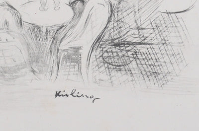 Moïse KISLING : Paris, Café des Sirènes (noir), Lithographie originale signée