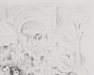 Moïse KISLING : Paris, Café des Sirènes (noir), Lithographie originale signée