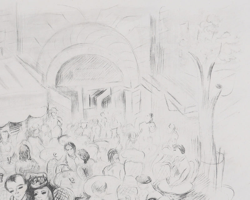 Moïse KISLING : Paris, Café des Sirènes (noir), Lithographie originale signée