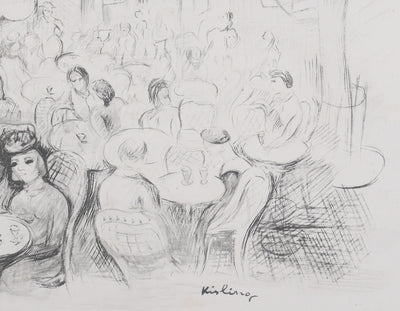 Moïse KISLING : Paris, Café des Sirènes (noir), Lithographie originale signée
