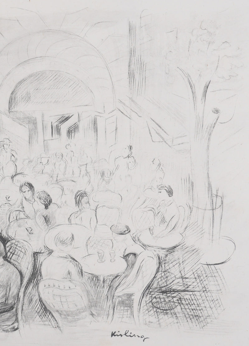 Moïse KISLING : Paris, Café des Sirènes (noir), Lithographie originale signée