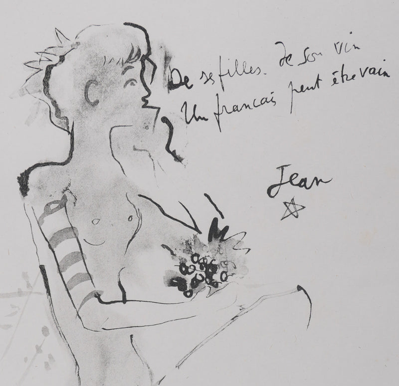 Jean COCTEAU : Bacchante assise (noir), Gravure originale signée