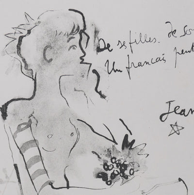 Jean COCTEAU : Bacchante assise (noir), Gravure originale signée