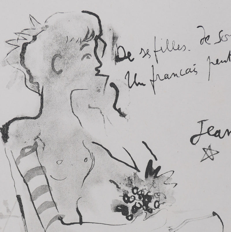 Jean COCTEAU : Bacchante assise (noir), Gravure originale signée