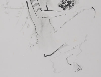 Jean COCTEAU : Bacchante assise (noir), Gravure originale signée