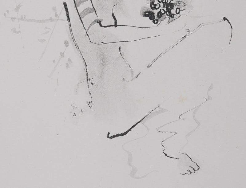 Jean COCTEAU : Bacchante assise (noir), Gravure originale signée