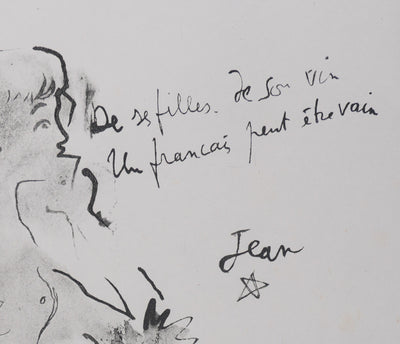 Jean COCTEAU : Bacchante assise (noir), Gravure originale signée