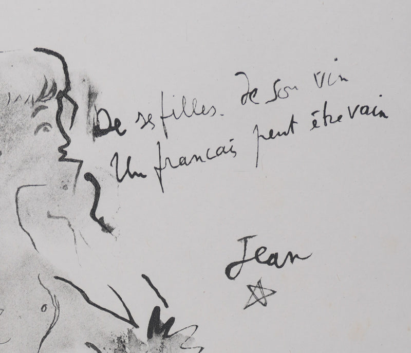 Jean COCTEAU : Bacchante assise (noir), Gravure originale signée