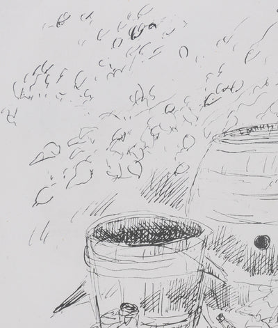 André DUNOYER DE SEGONZAC : Les tonneaux de vin, Lithographie originale