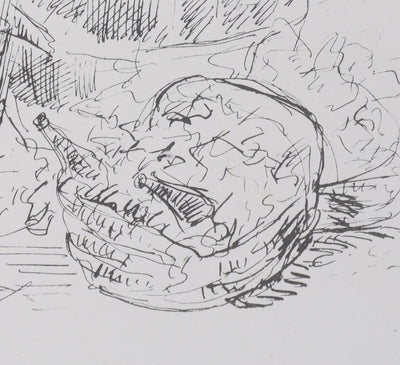 André DUNOYER DE SEGONZAC : Les tonneaux de vin, Lithographie originale