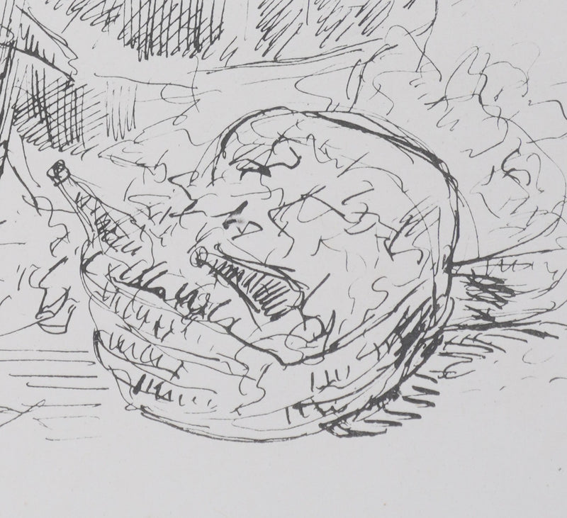 André DUNOYER DE SEGONZAC : Les tonneaux de vin, Lithographie originale