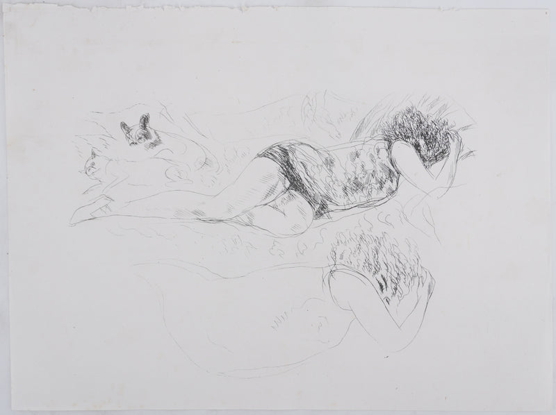 André DUNOYER DE SEGONZAC : La sieste sur le divan, Lithographie originale