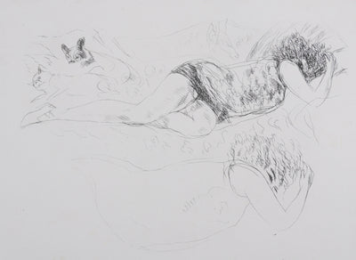 André DUNOYER DE SEGONZAC : La sieste sur le divan, Lithographie originale