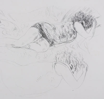 André DUNOYER DE SEGONZAC : La sieste sur le divan, Lithographie originale