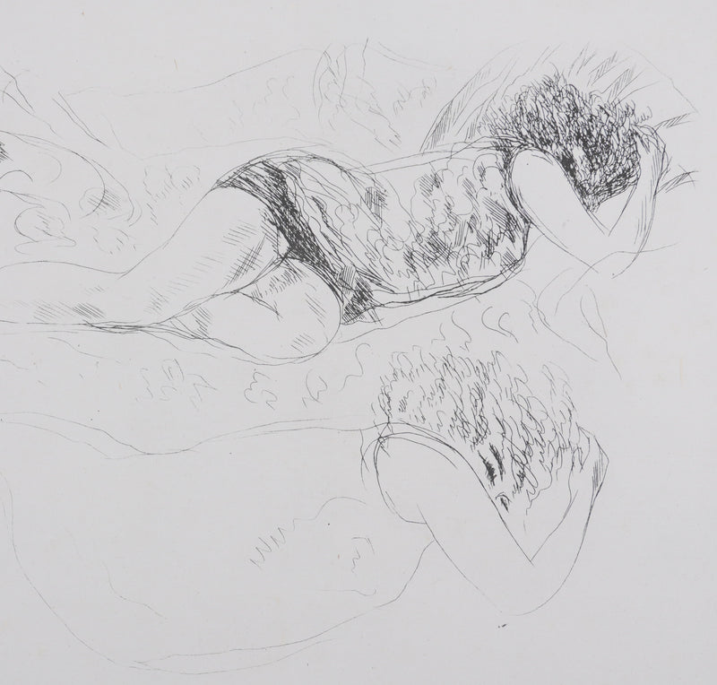 André DUNOYER DE SEGONZAC : La sieste sur le divan, Lithographie originale