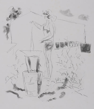 André DUNOYER DE SEGONZAC : Le vendangeur tropézien (noir), Lithographie originale