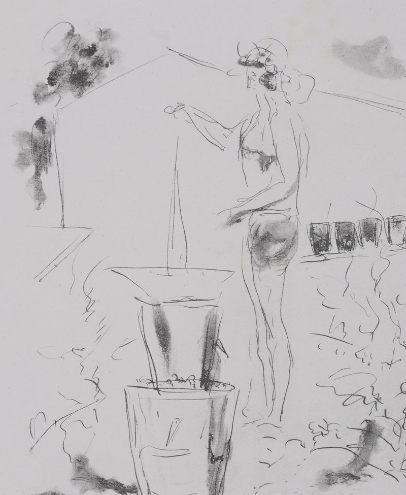 André DUNOYER DE SEGONZAC : Le vendangeur tropézien (noir), Lithographie originale