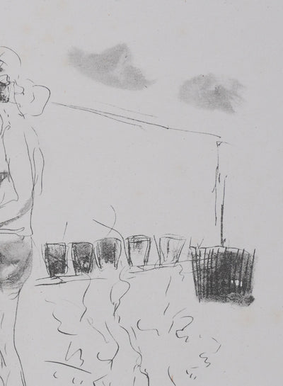André DUNOYER DE SEGONZAC : Le vendangeur tropézien (noir), Lithographie originale