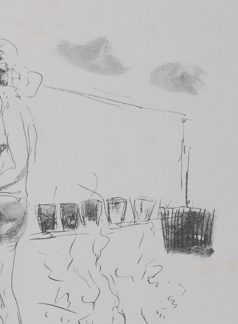 André DUNOYER DE SEGONZAC : Le vendangeur tropézien (noir), Lithographie originale