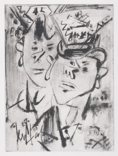 GEN PAUL : Les conscrits (noir), Gravure originale signée
