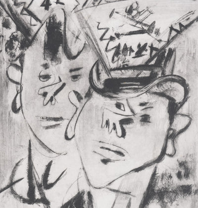 GEN PAUL : Les conscrits (noir), Gravure originale signée