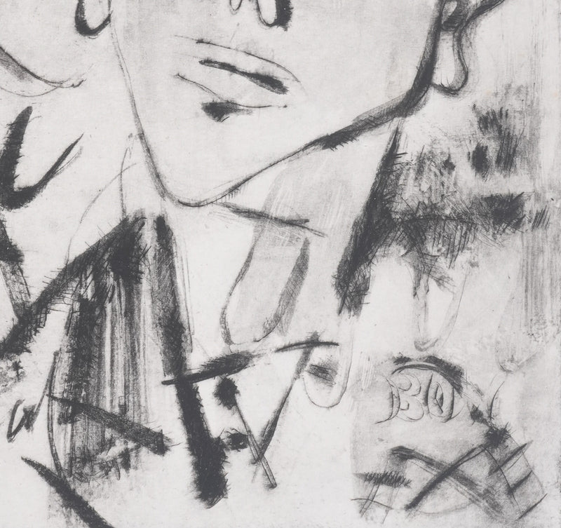 GEN PAUL : Les conscrits (noir), Gravure originale signée