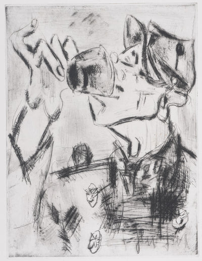 GEN PAUL : L'adjudant (noir), Gravure originale signée