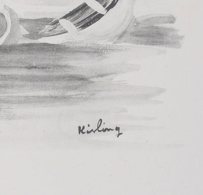 Moïse KISLING : Le port de Cannes (noir), Lithographie originale signée