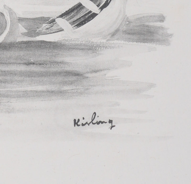 Moïse KISLING : Le port de Cannes (noir), Lithographie originale signée