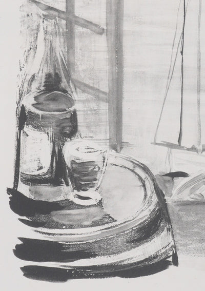 Moïse KISLING : Le port de Cannes (noir), Lithographie originale signée