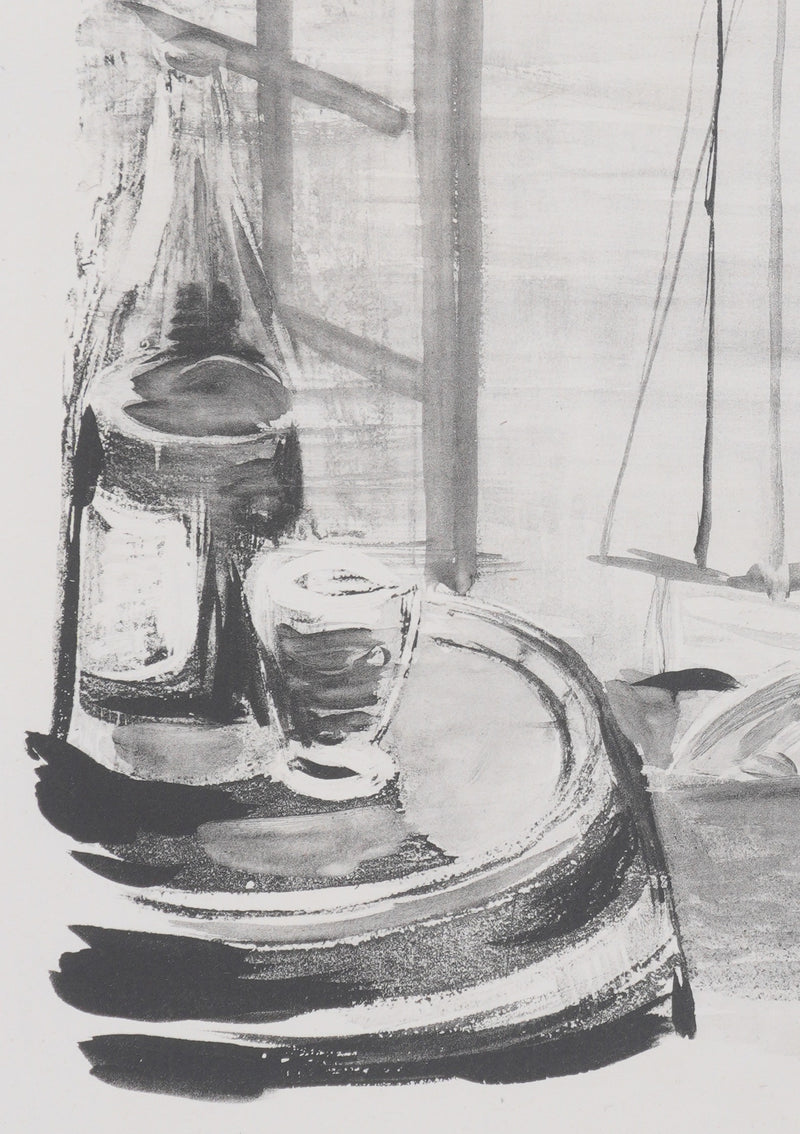 Moïse KISLING : Le port de Cannes (noir), Lithographie originale signée