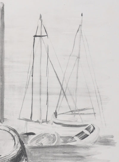 Moïse KISLING : Le port de Cannes (noir), Lithographie originale signée