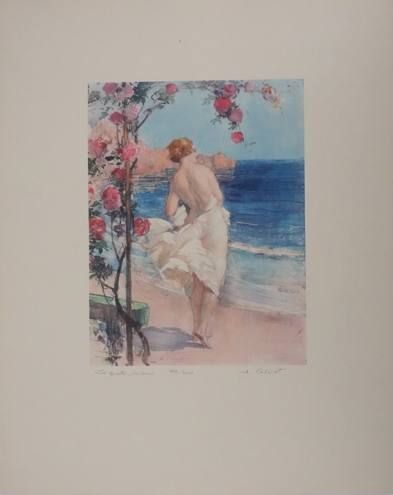 Antoine CALBET : Nue devant la mer, Lithographie originale signée