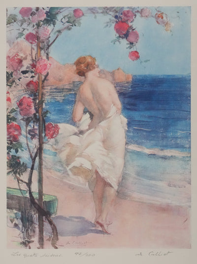 Antoine CALBET : Nue devant la mer, Lithographie originale signée