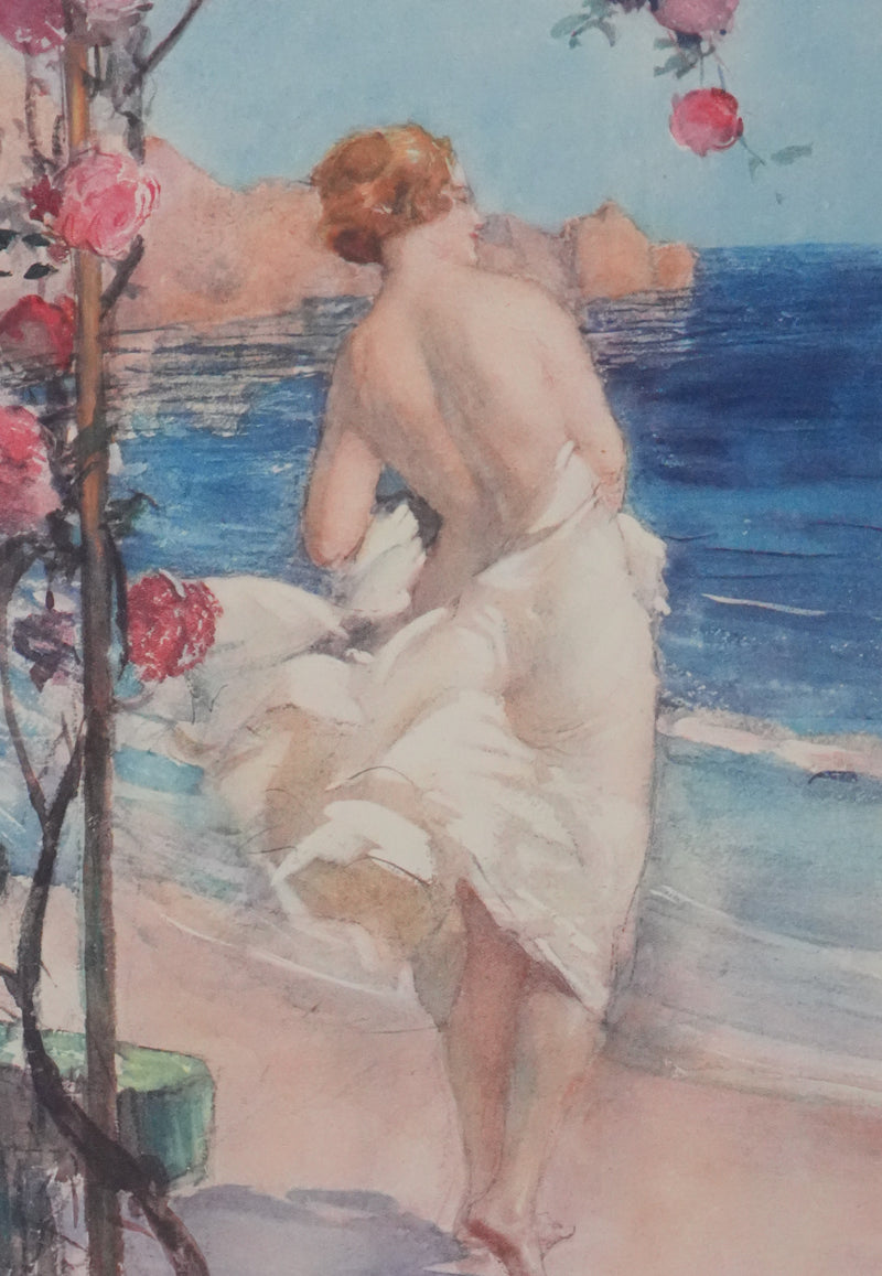 Antoine CALBET : Nue devant la mer, Lithographie originale signée