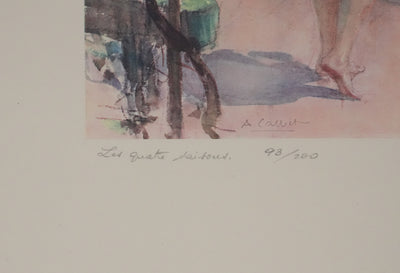 Antoine CALBET : Nue devant la mer, Lithographie originale signée