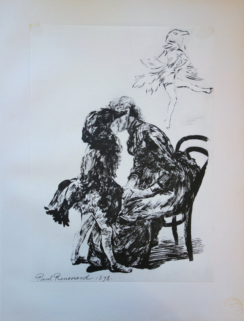 Paul RENOUARD : Baiser avant le ballet, Lithographie originale signée