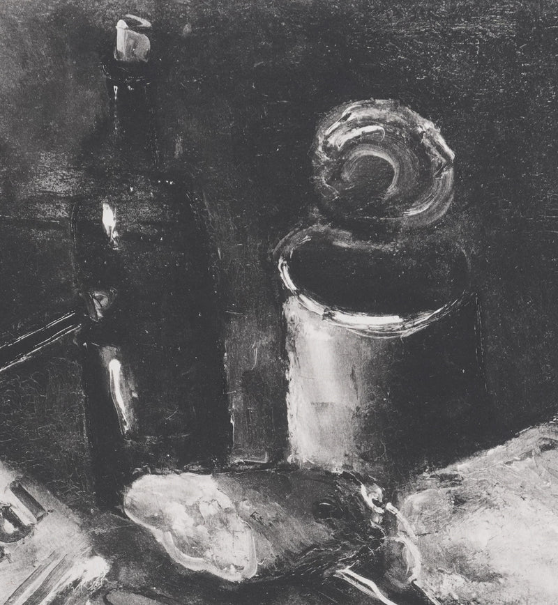 Maurice DE VLAMINCK : Nature morte au journal (noir), Gravure originale signée