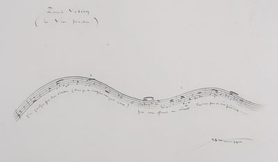 Gotfried HONEGGER : Phrase musicale (noir), Lithographie originale