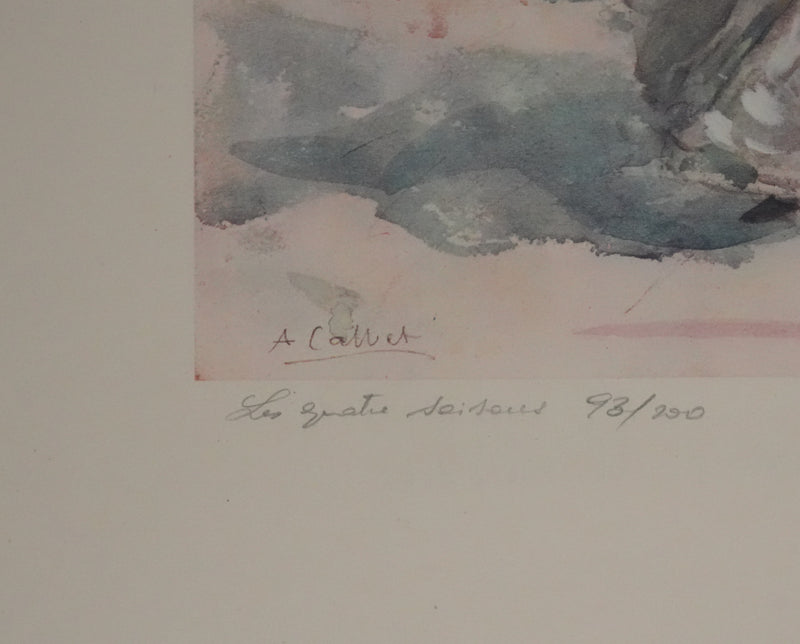 Antoine CALBET : Deux femmes en bords de mer, Lithographie originale signée