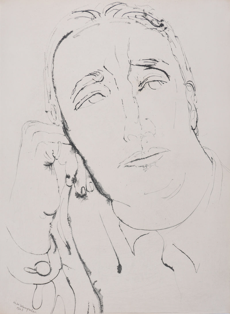 Henry de WAROQUIER : Visage à la main, Gravure originale signée
