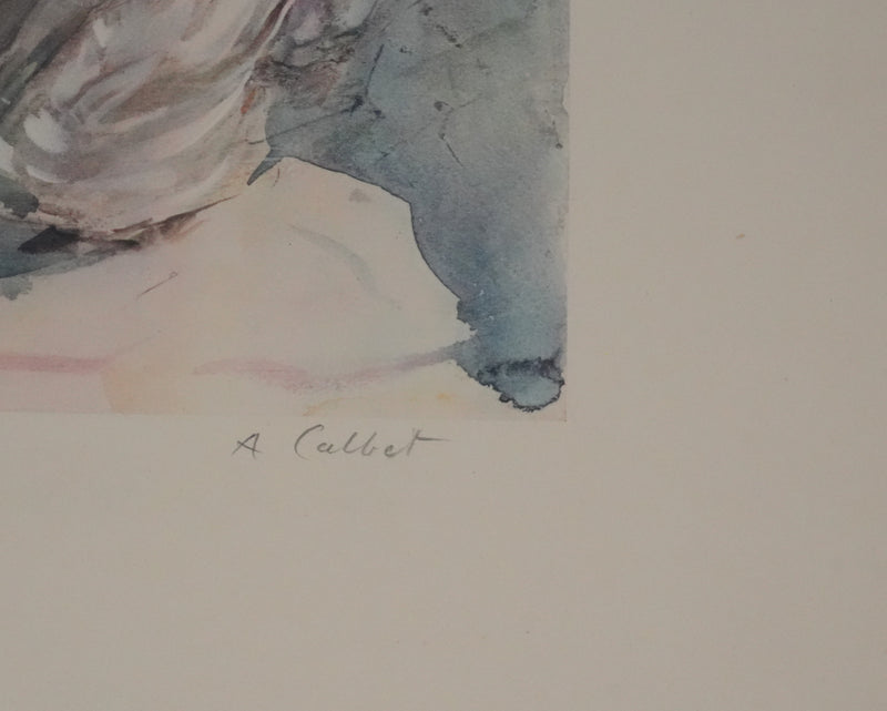 Antoine CALBET : Deux femmes en bords de mer, Lithographie originale signée