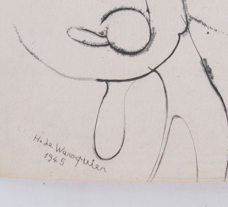 Henry de WAROQUIER : Visage à la main, Gravure originale signée